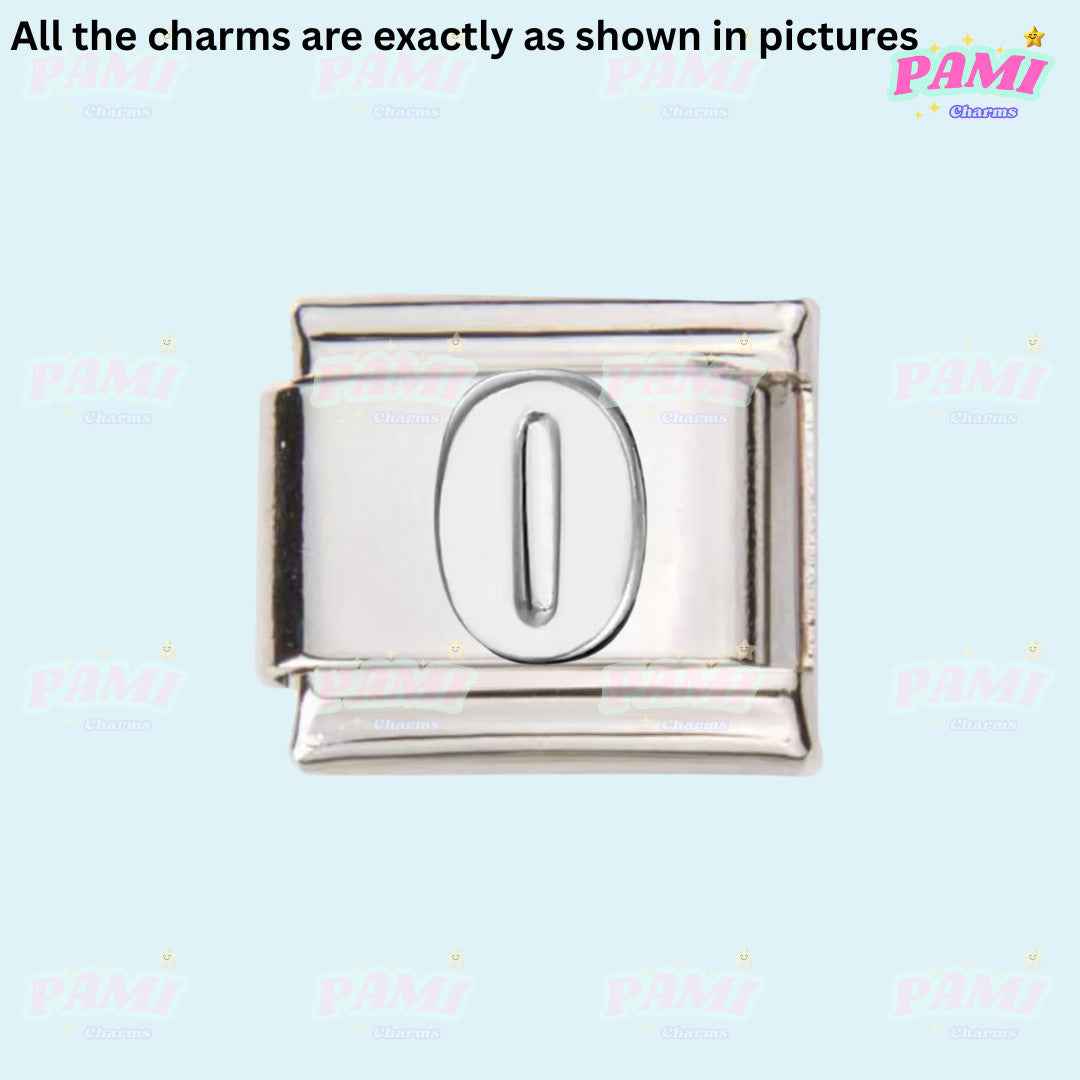 Pami Charms silver Italian charms with letter O for charm bracelets