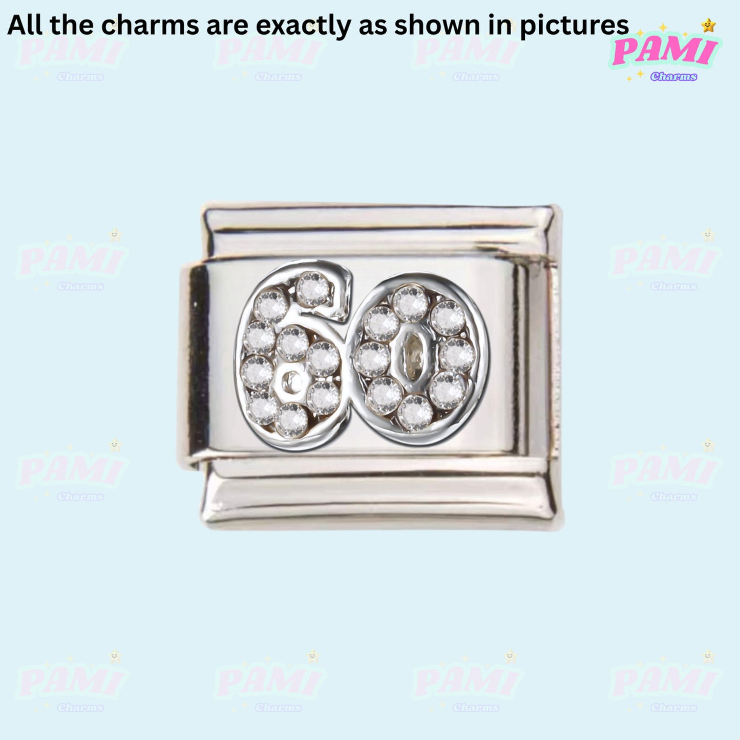 Pami Charms Italian charm featuring a silver design with crystal embellishments