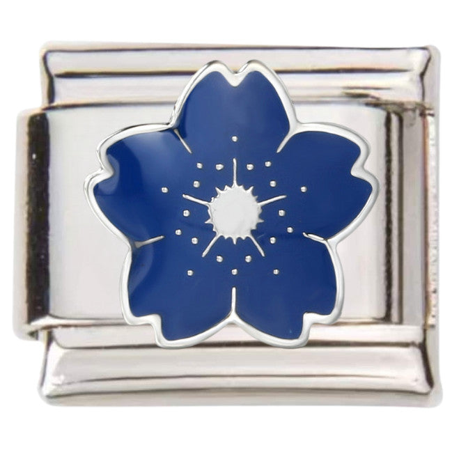 Pami Charms silver Italian charms with blue flower design for customizable bracelet