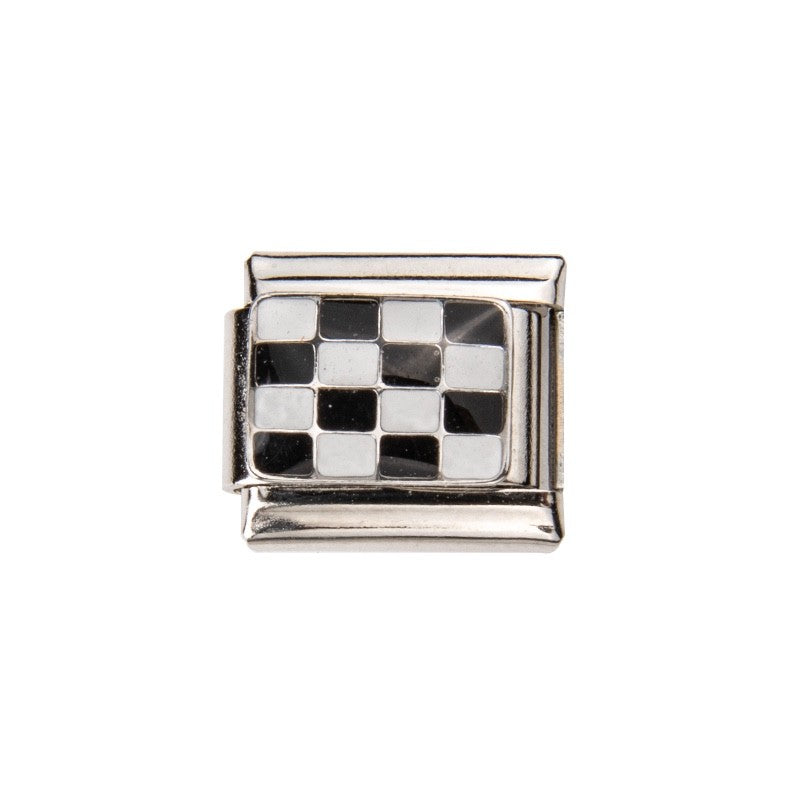 Pami Charms Italian Charms with Black and White Checkerboard Design for Charm Bracelets