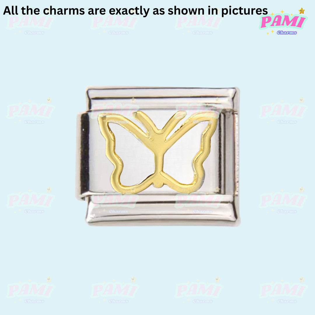 Pami Charms silver and gold butterfly italian charms for customizable bracelets