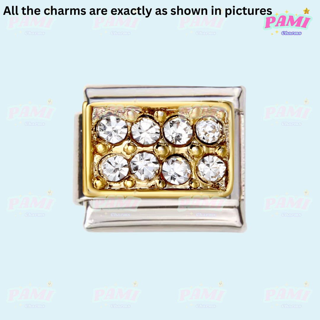 Pami Charms gold and silver italian charms with clear crystals for stylish jewellery designs