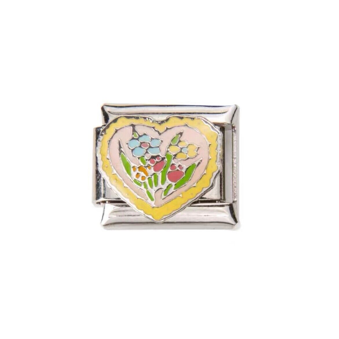 Pami Charms silver Italian charms with heart and colourful floral design for charm bracelets