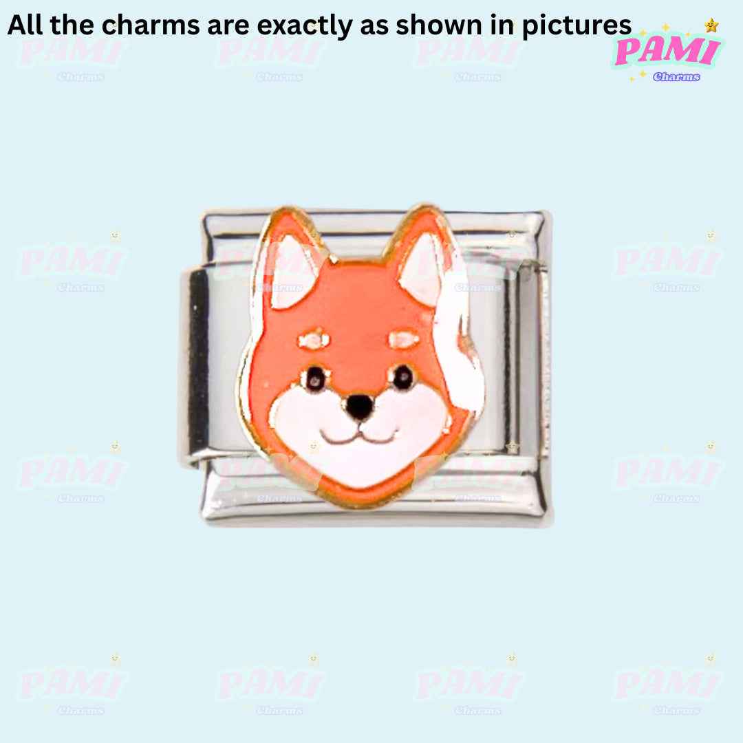 Pami Charms Italian charms featuring a cute orange and white dog face design