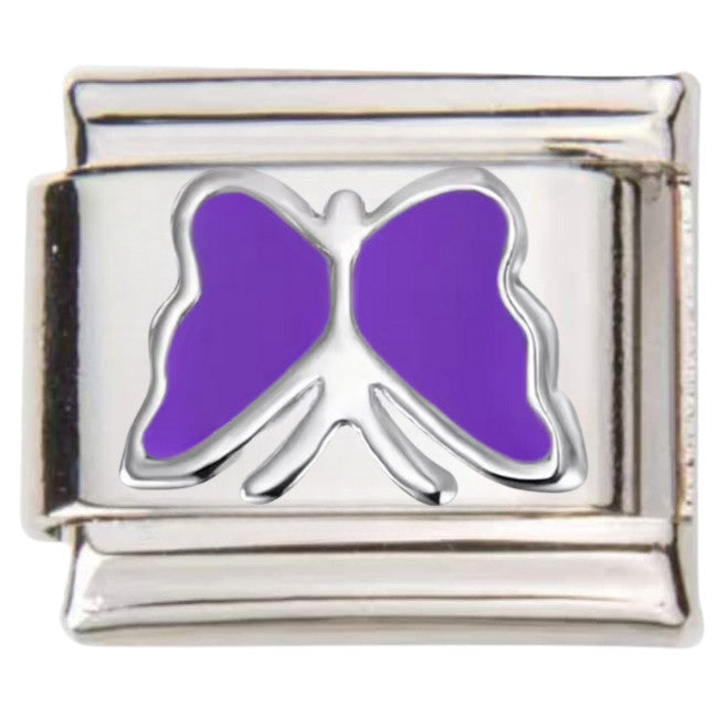 Pami Charms silver italian charms with purple butterfly design for custom charm bracelets