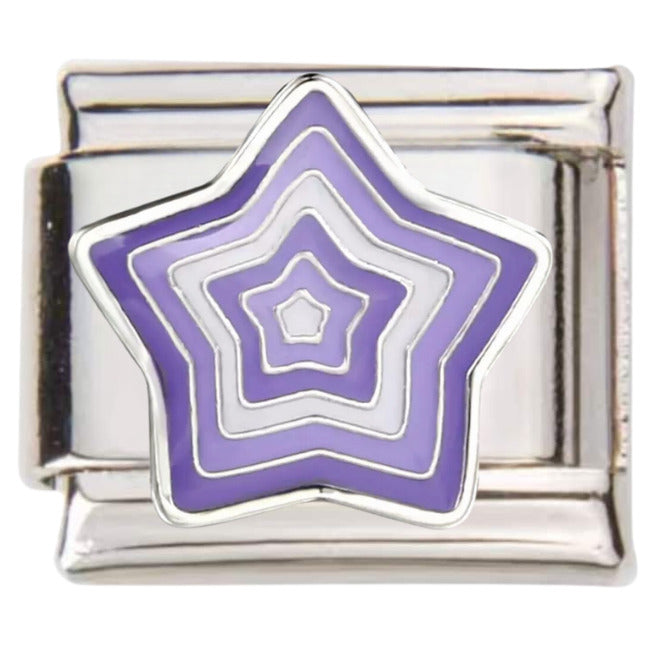 Pami Charms silver and purple star design italian charms with enamel detailing