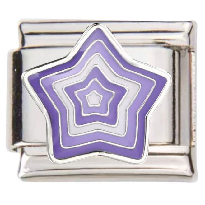 Pami Charms Italian charms purple and silver star shaped link for charm bracelet