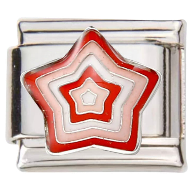 Pami Charms silver Italian charms with red and pink star design for bracelet decoration