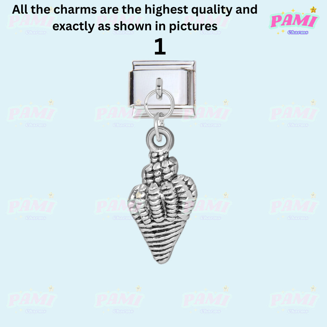 Pami Charms silver shell pendant charm as part of italian charms collection