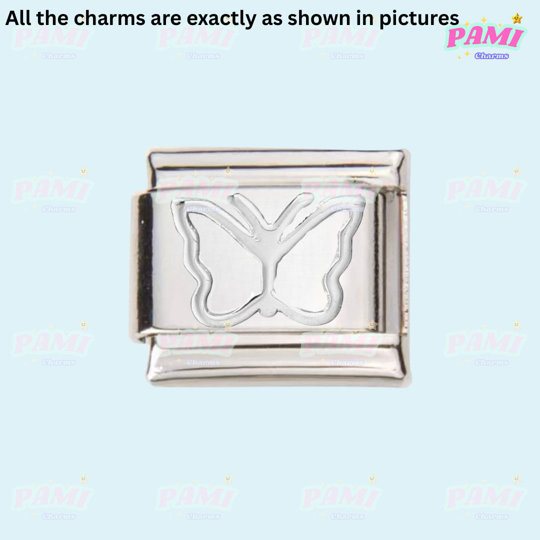 Pami Charms silver Italian charms featuring a butterfly cut-out design for charm bracelets