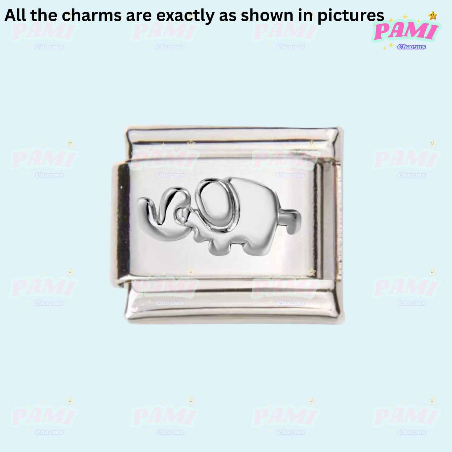 Pami Charms silver elephant charm for Italian charms bracelet accessory