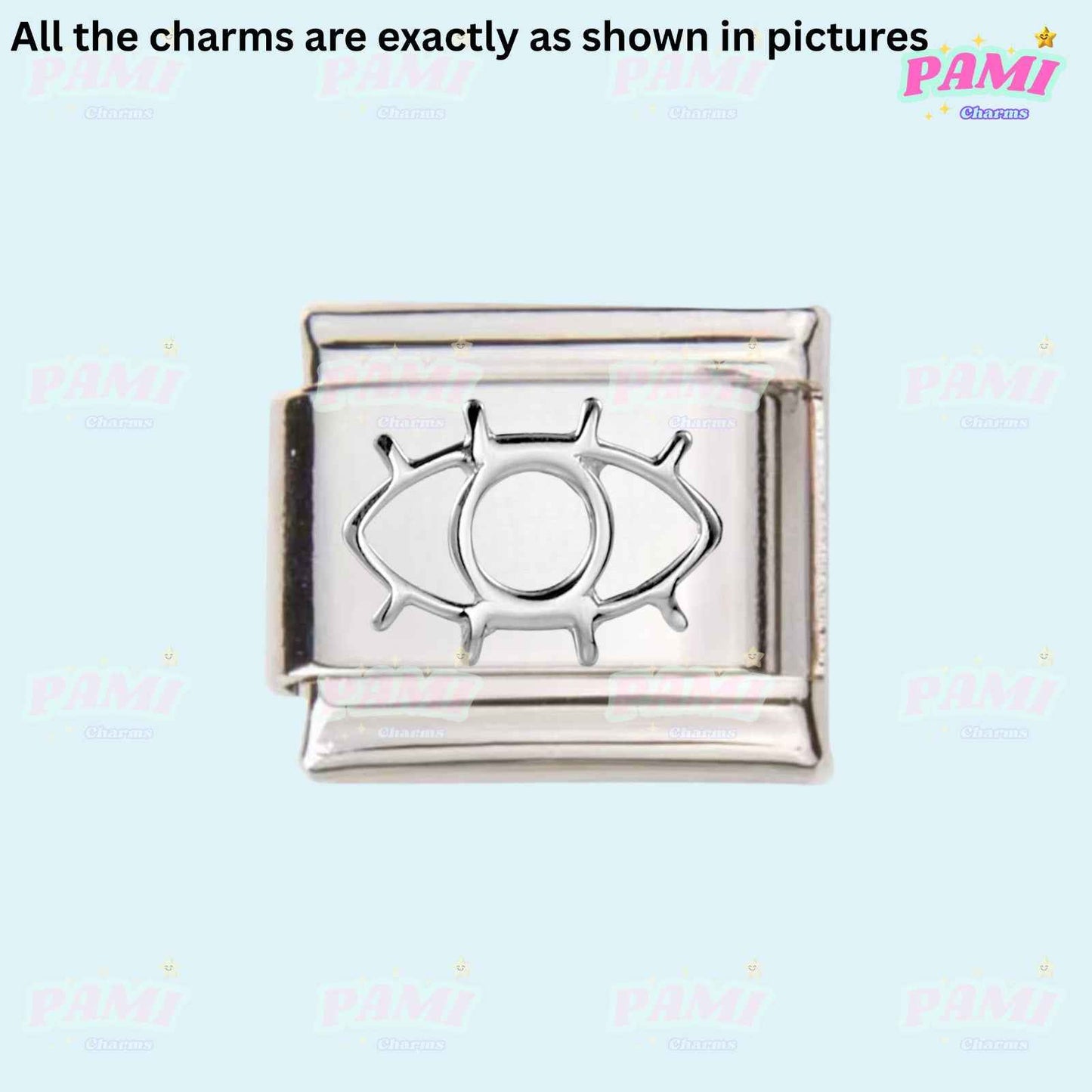 Pami Charms silver Italian charms link with eye design for customizable bracelets