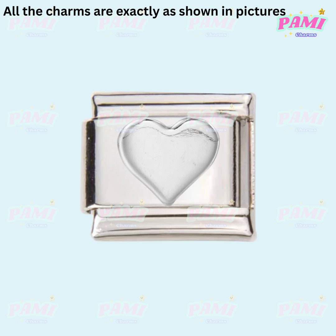 Pami Charms silver Italian charms with heart design for bracelet customization