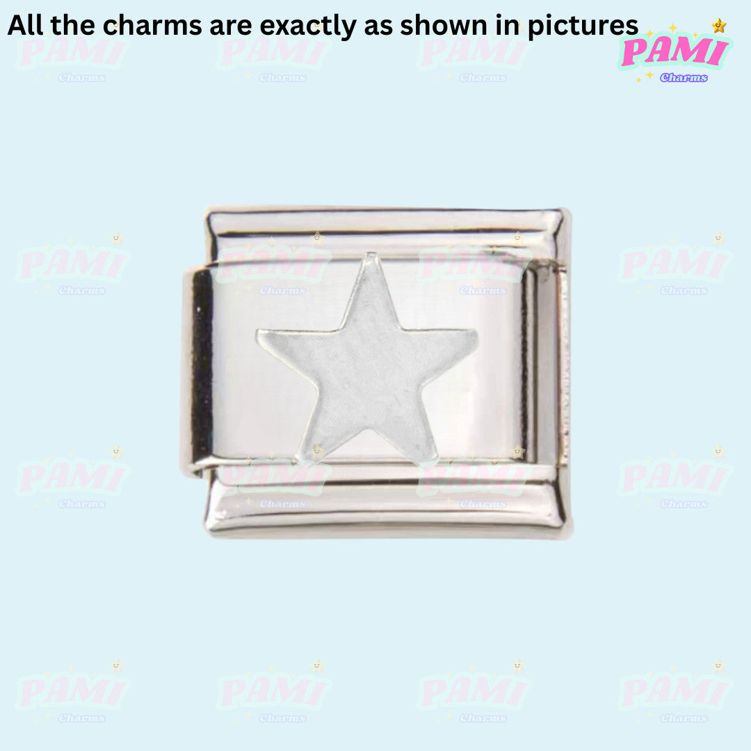 Pami Charms silver Italian charms featuring a star design for charm bracelets