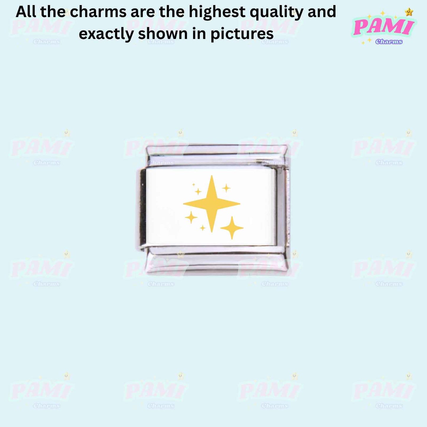 Pami Charms Italian charms silver link with gold star design for customizable bracelets