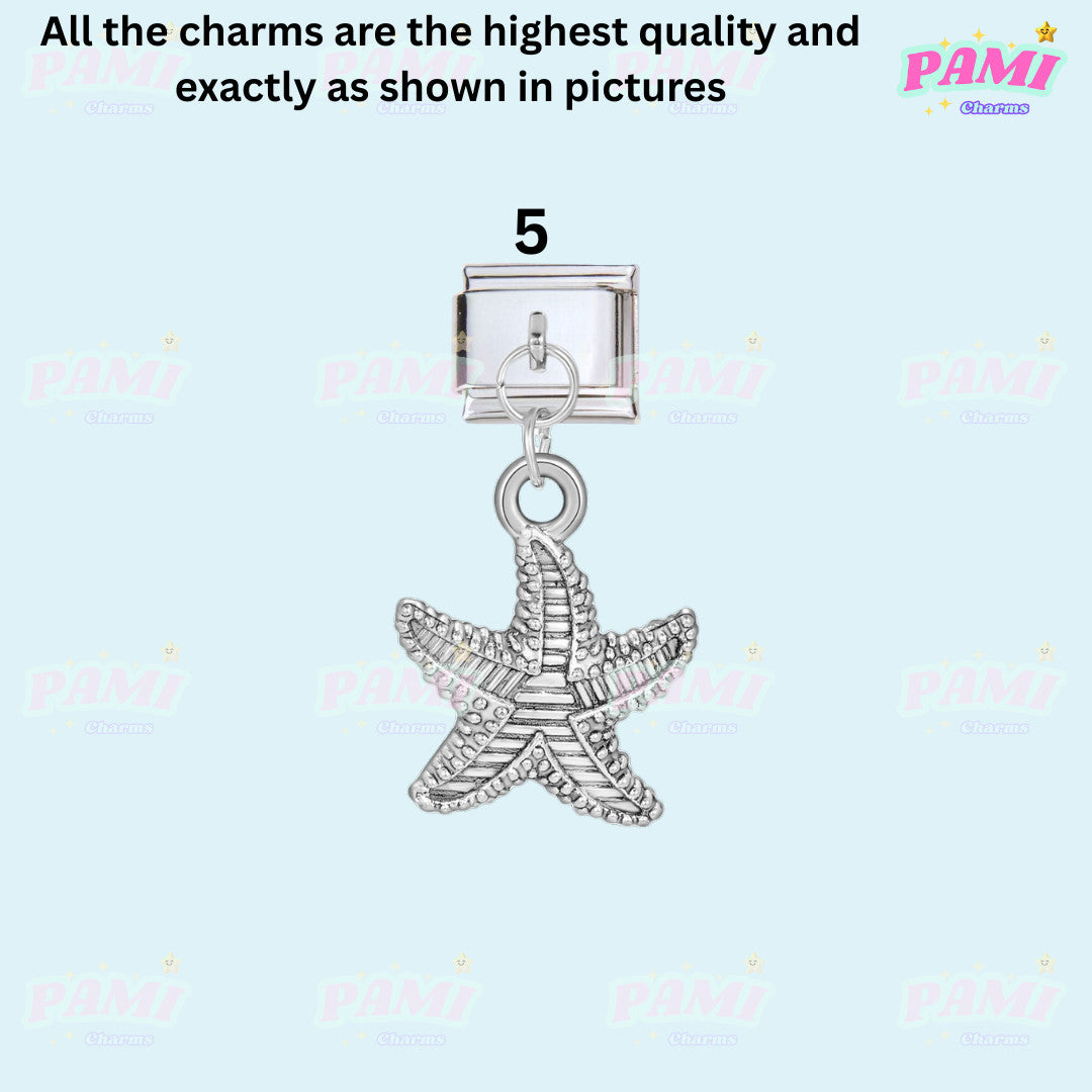 Pami Charms silver starfish charm for bracelet featuring detailed design italian charms
