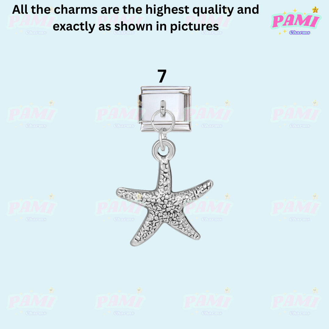 Pami Charms Italian charms silver starfish charm with textured surface
