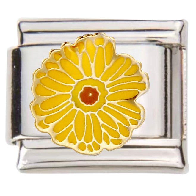 Pami Charms Italian charms yellow flower design silver base jewellery link