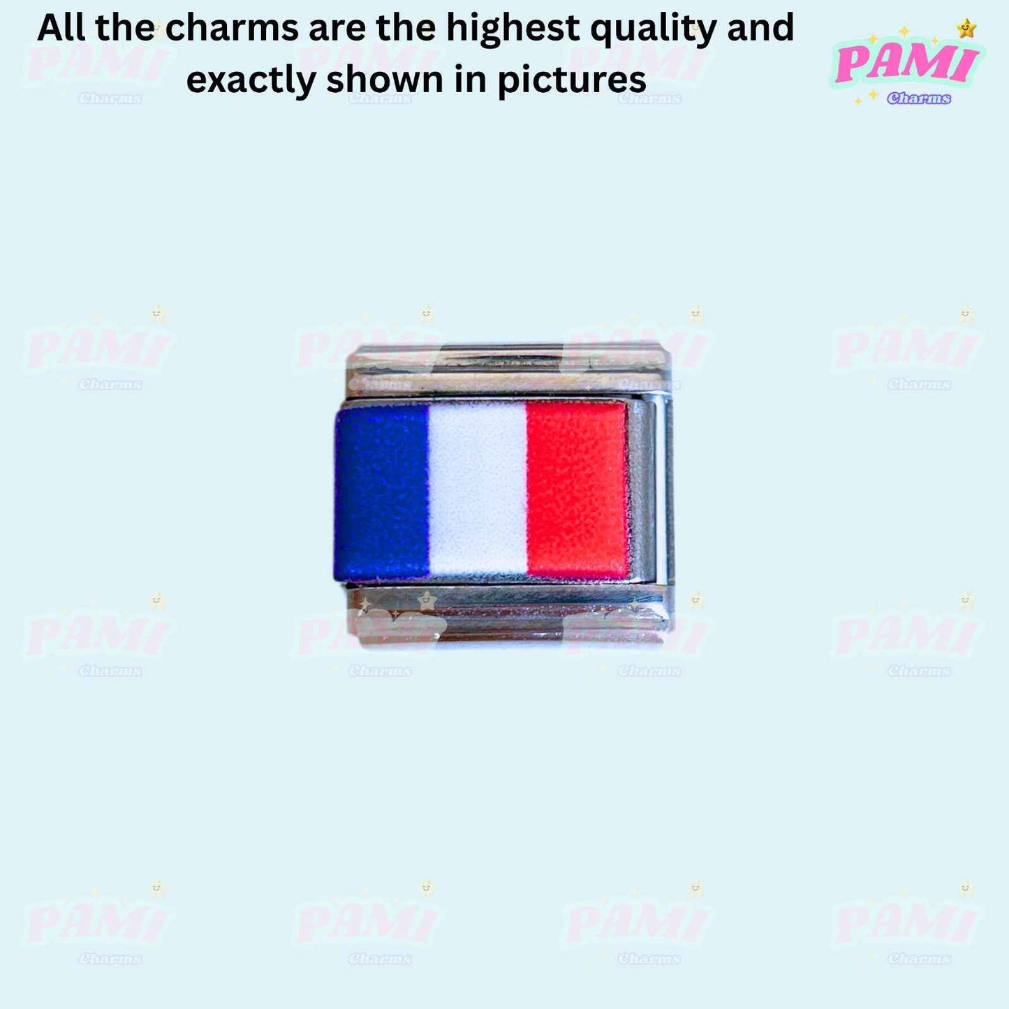 Pami Charms national flags italian charms featuring a high-quality Italian flag charm with red white and green colors