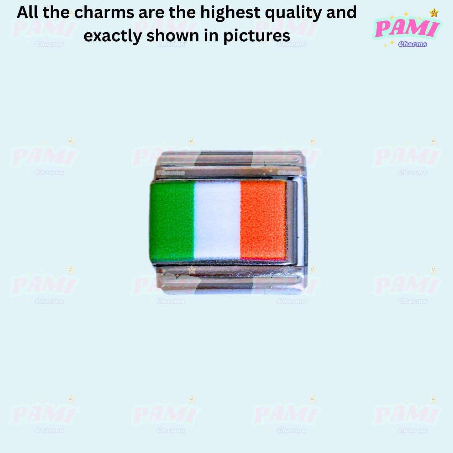 Pami Charms national flags italian charms with Italian flag design in green white and red colors