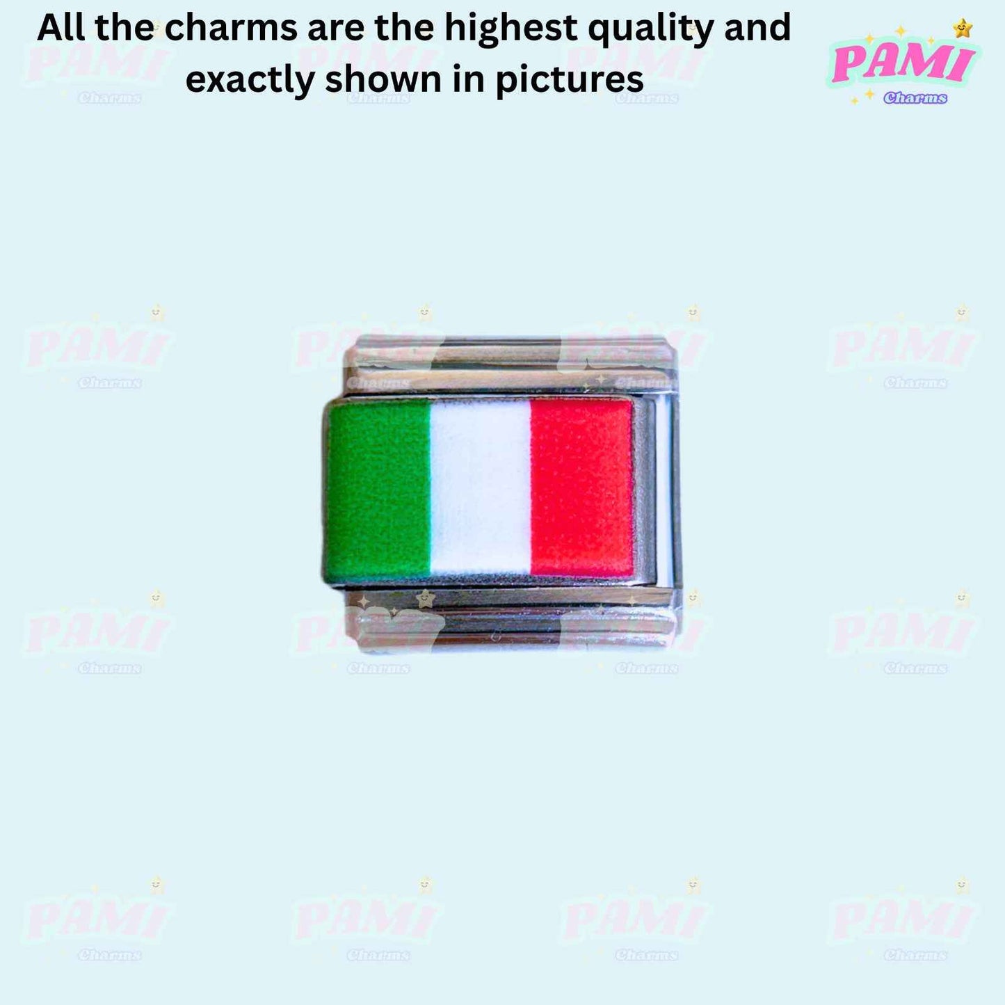 National flags Italian charms featuring an Italian flag design by Pami Charms