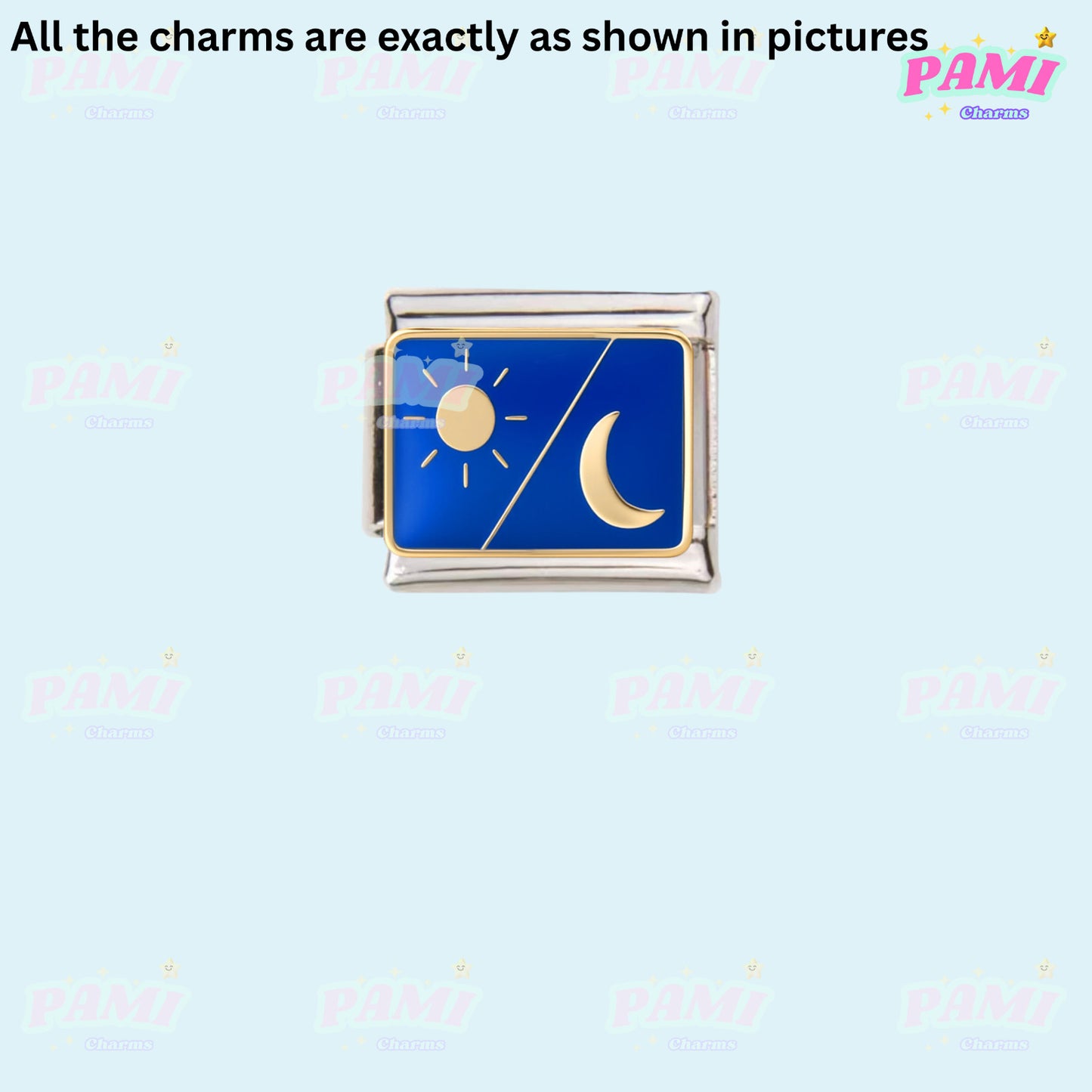 Celestial Galaxy, Star, Moon, Sun Modular Italian Charms - Fits all classic 9mm Bracelet 13- Sun moon split Italian Charm