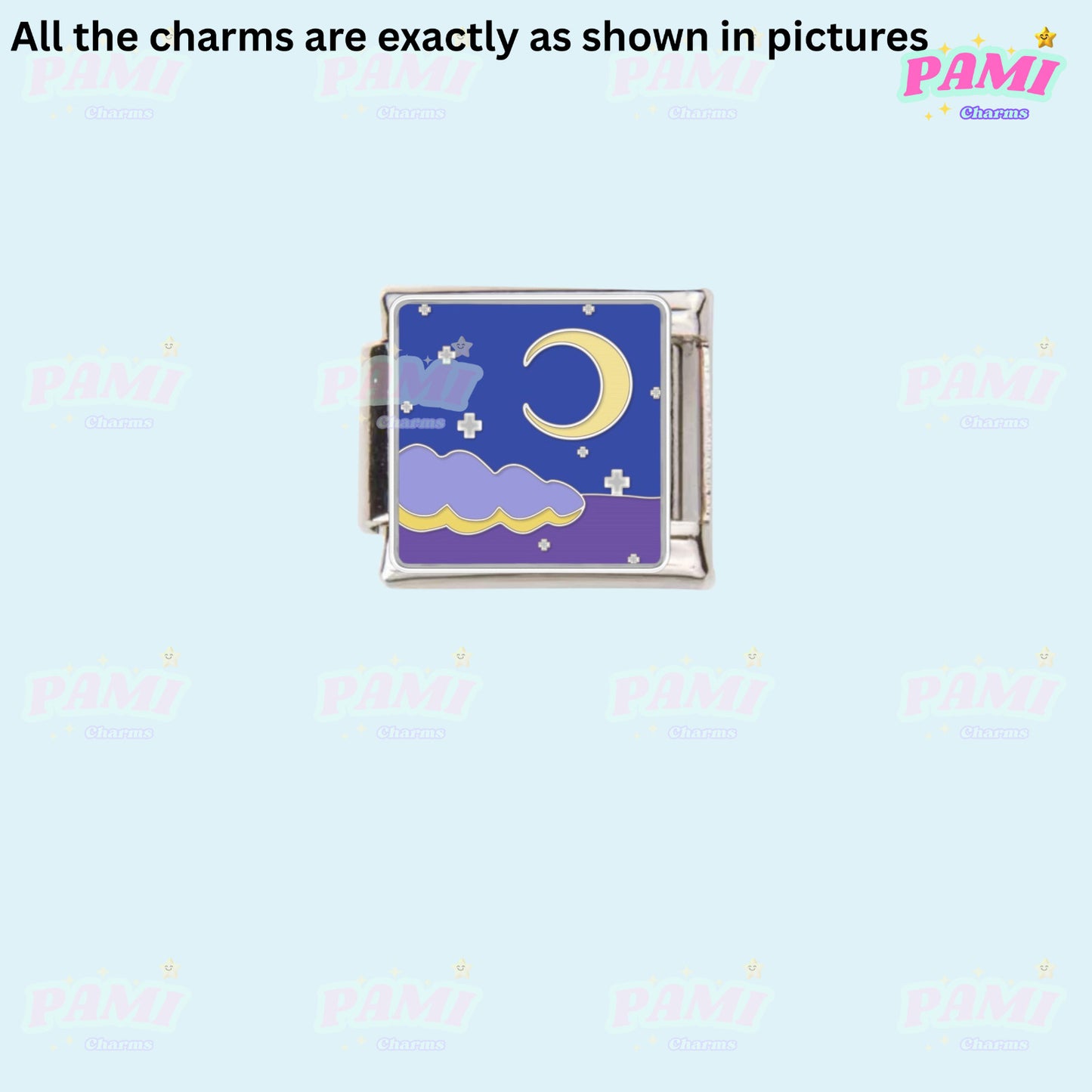 Sun, Moon, Star, Space, Planets Modular Italian Charms - Fits all classic 9mm bracelet 9- Moon and Cloud Italian Charm