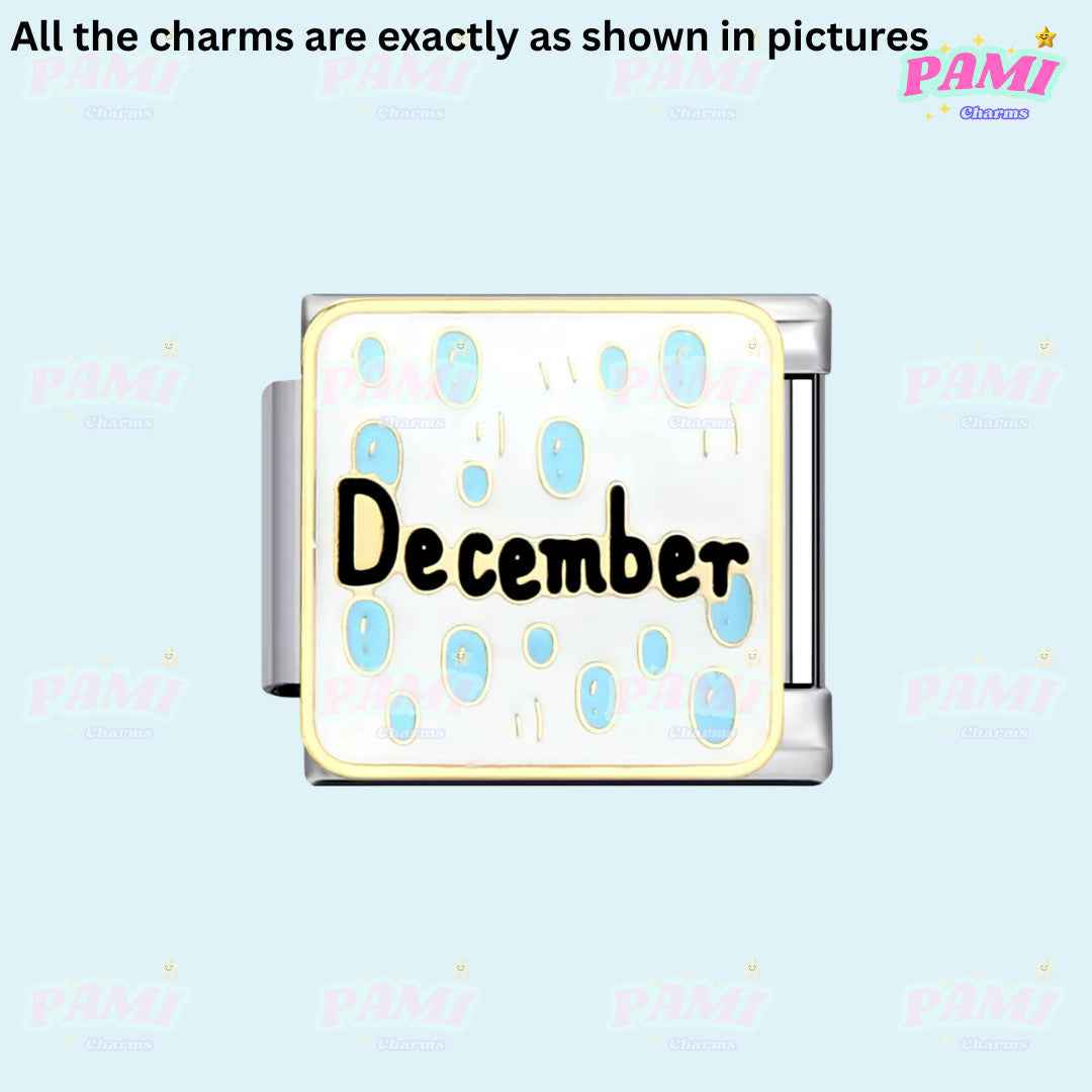 Birth Month Modular Italian Charms - Fits all classic 9mm bracelet 12- December Italian Charm