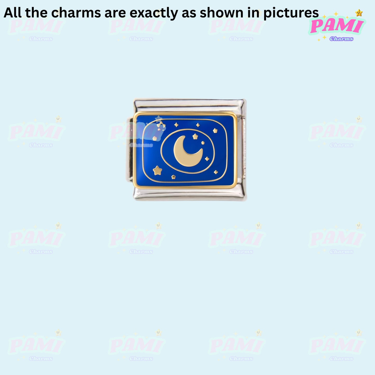 Celestial Galaxy, Star, Moon, Sun Modular Italian Charms - Fits all classic 9mm Bracelet 7- Moon star sparkle Italian Charm