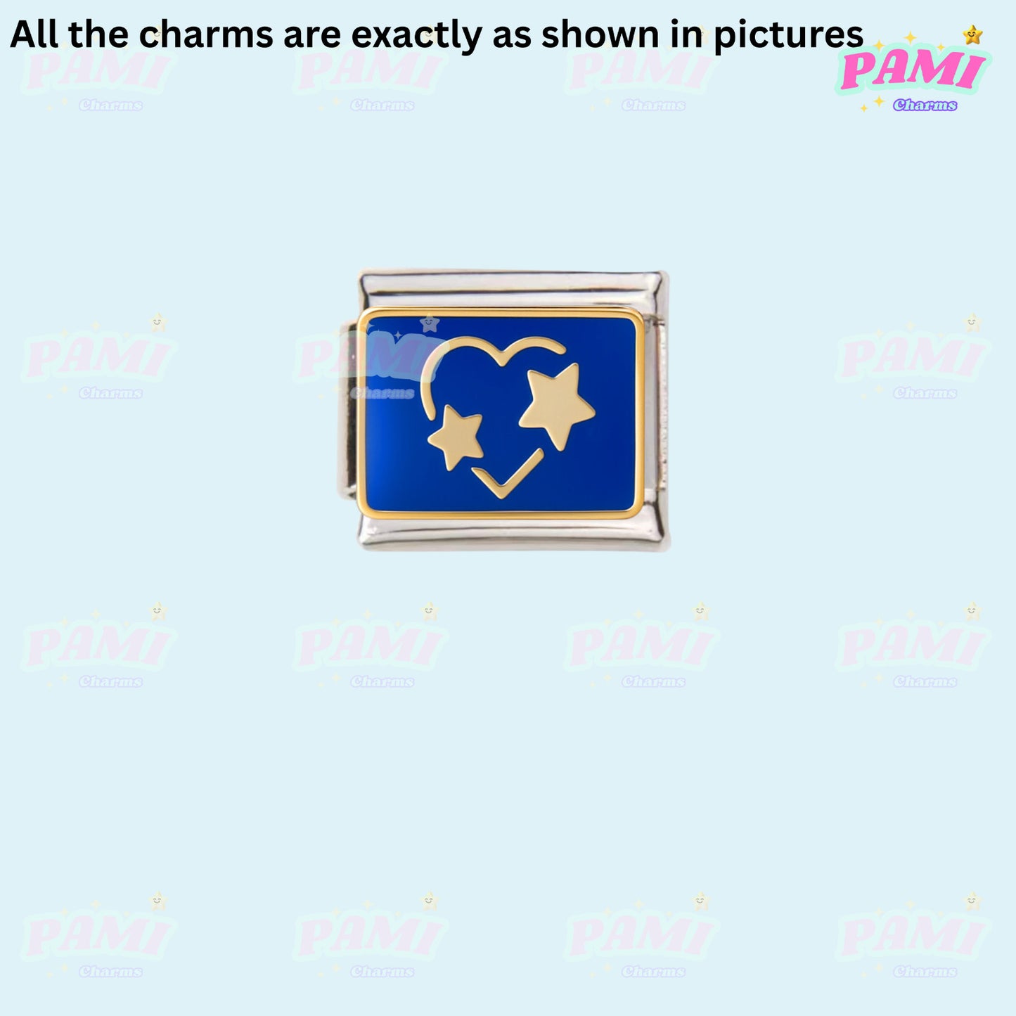 Celestial Galaxy, Star, Moon, Sun Modular Italian Charms - Fits all classic 9mm Bracelet 12- Heart star combo Italian Charm
