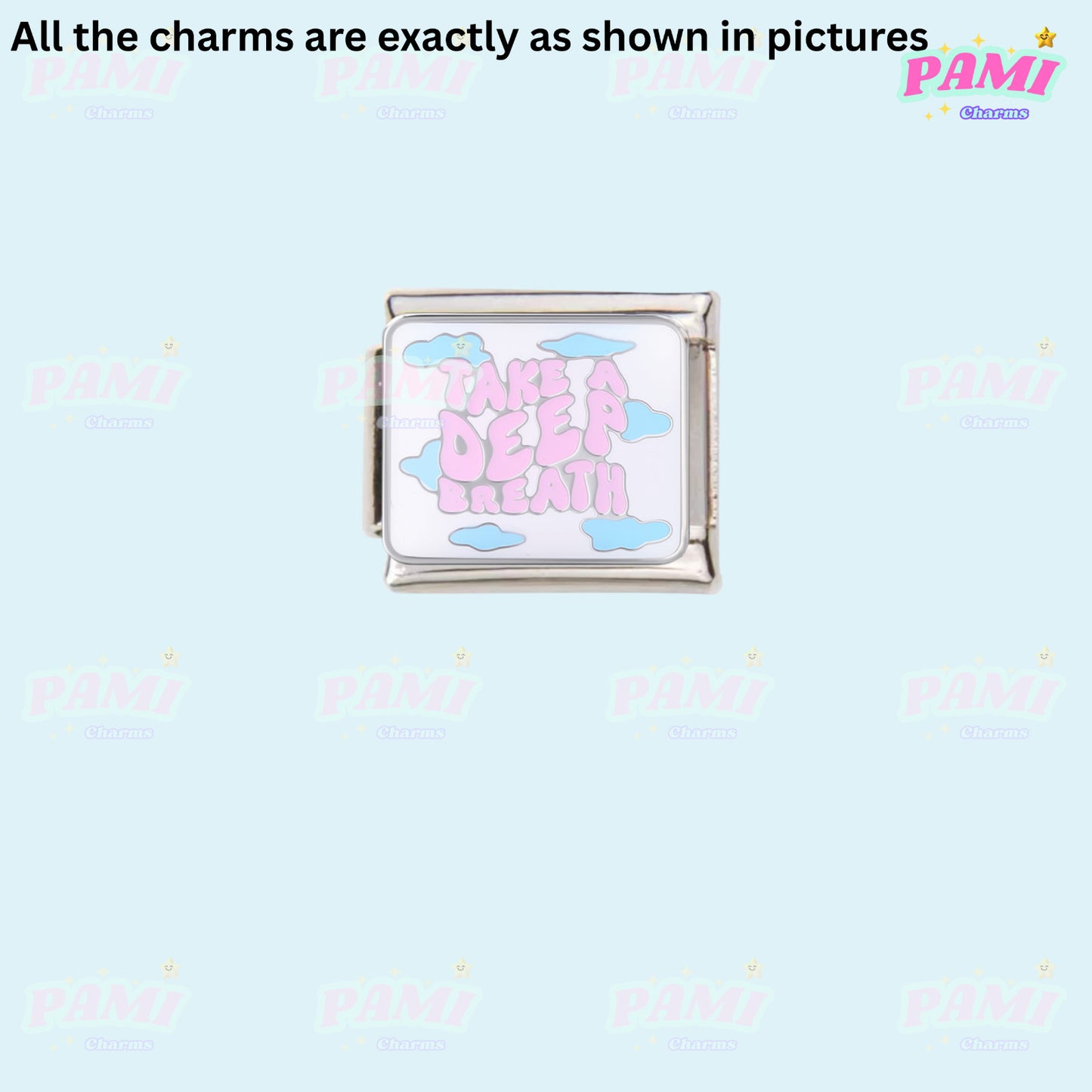 Trendy Quote Motivation Words Modular Italian Charms - Fits all classic 9mm Bracelet 12- Take a deep breath Italian Charm