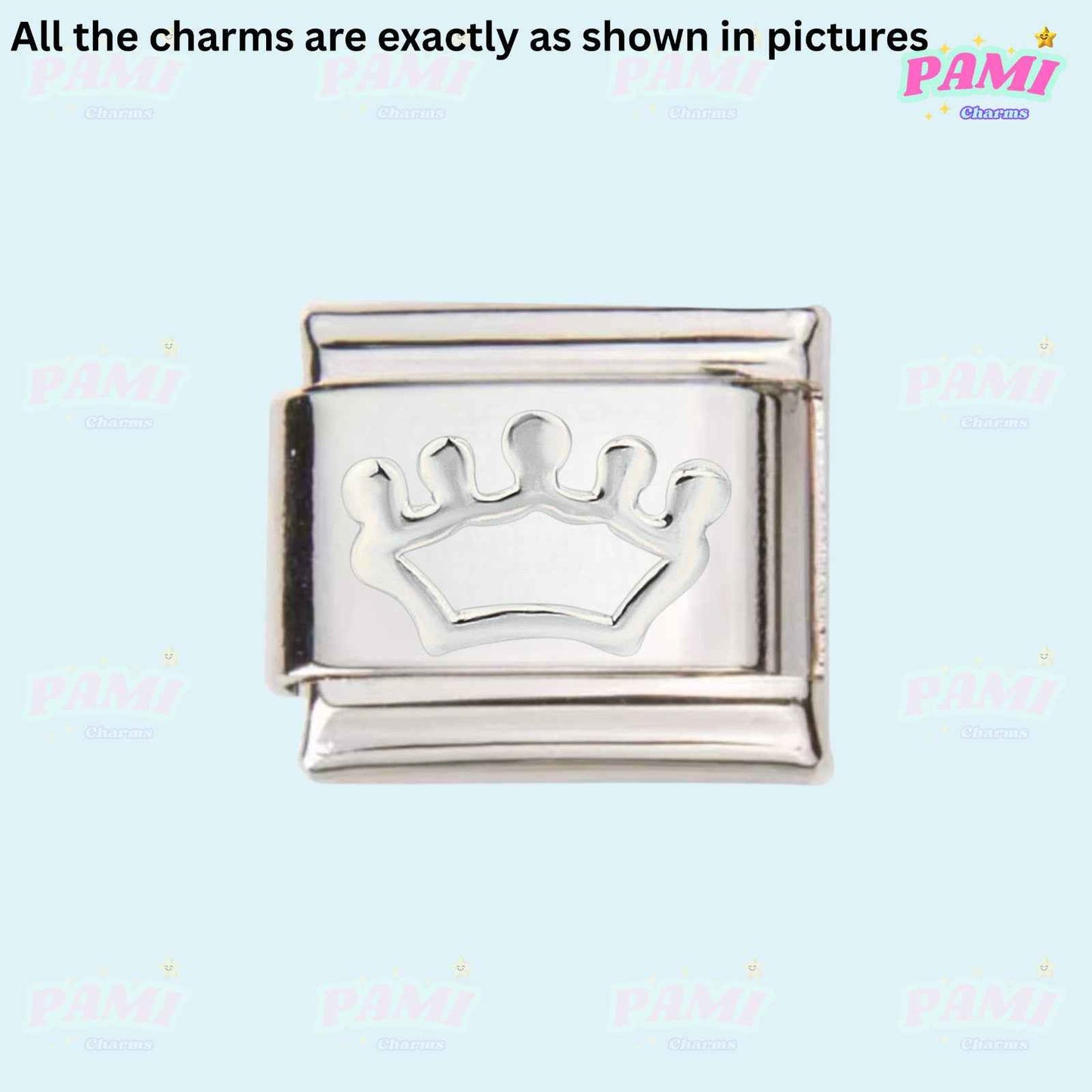 Star/Moon/Sun/Paw Modular Italian Charms - Fits all classic 9mm bracelet 15- Crown Italian Charm