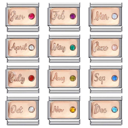 Pami Charms birth stone italian charms birthday set with each month's name and colored gemstone