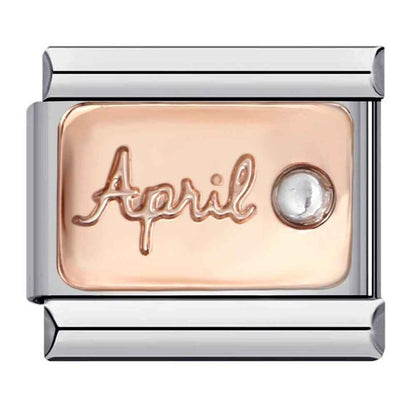 April birth stone italian charms birthday rose gold and silver charm by Pami Charms