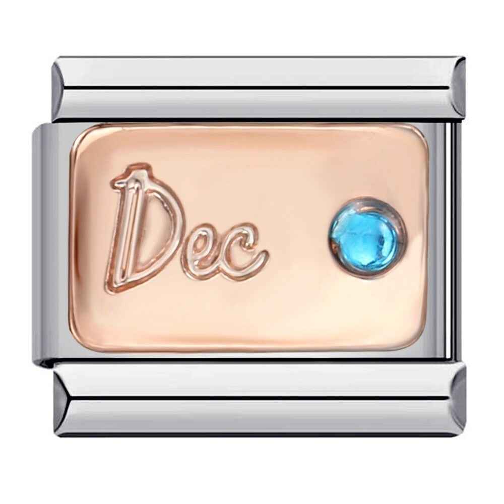 Pami Charms birth stone italian charms birthday December blue gemstone charm in silver and gold tone