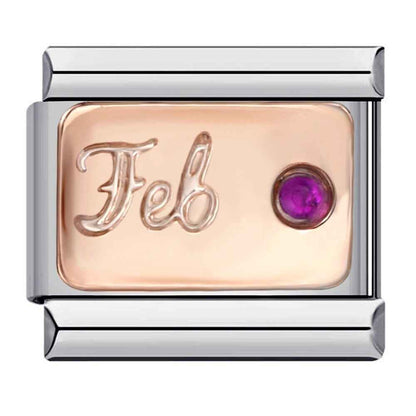 Pami Charms birth stone italian charms birthday February amethyst charm with rose gold and silver finish
