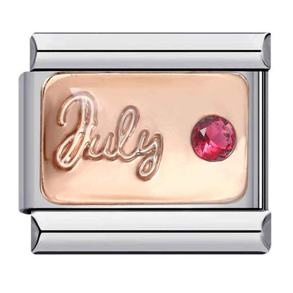 Pami Charms July birth stone Italian charms birthday jewelry with silver and rose gold design