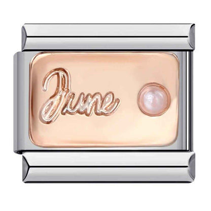 Pami Charms June birth stone italian charms birthday with rose gold plate and pearl detail