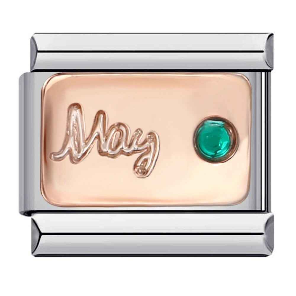 Pami Charms birth stone italian charms birthday May charm with green gemstone detail