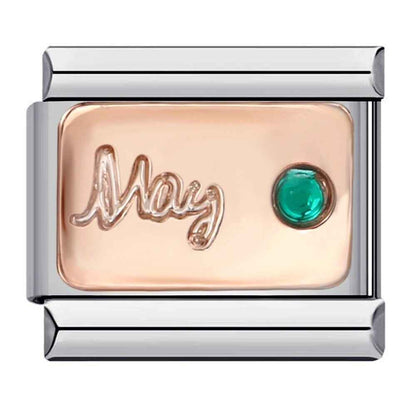 Pami Charms birth stone italian charms birthday May charm with green gemstone detail