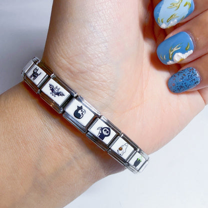 Pami Charms Halloween-themed bracelet featuring various designs, ideal for showcasing Italian charm style