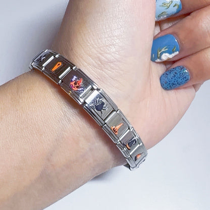 Pami Italian charm bracelet featuring colourful enamel designs on each link for stylish accessories