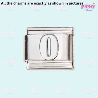 Pami Charms silver Italian charms with letter O for charm bracelets