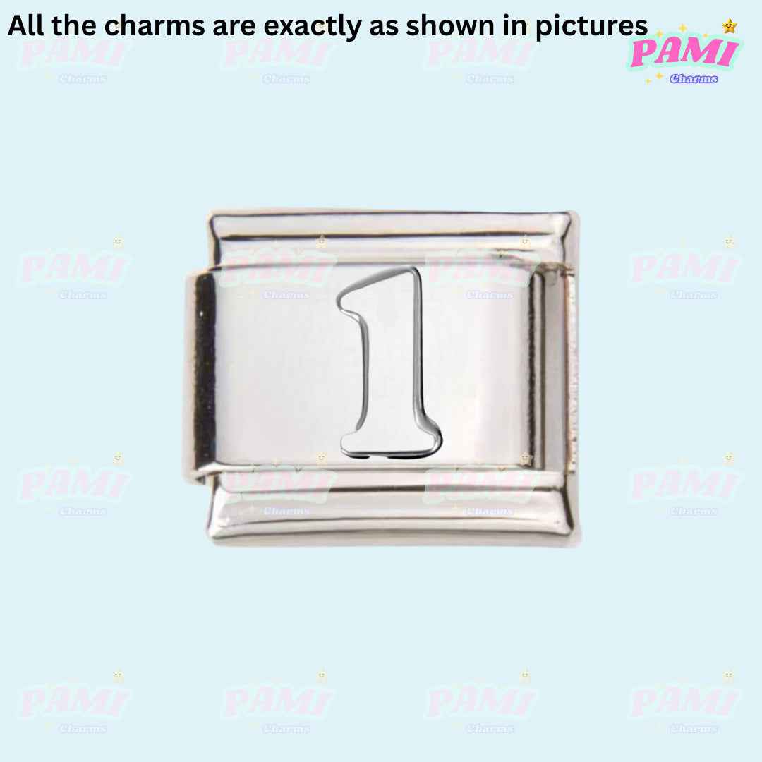 Pami Charms silver number 1 italian charms for customizable bracelets