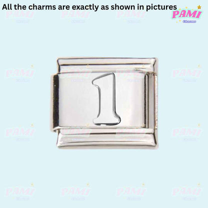 Pami Charms silver number 1 italian charms for customizable bracelets
