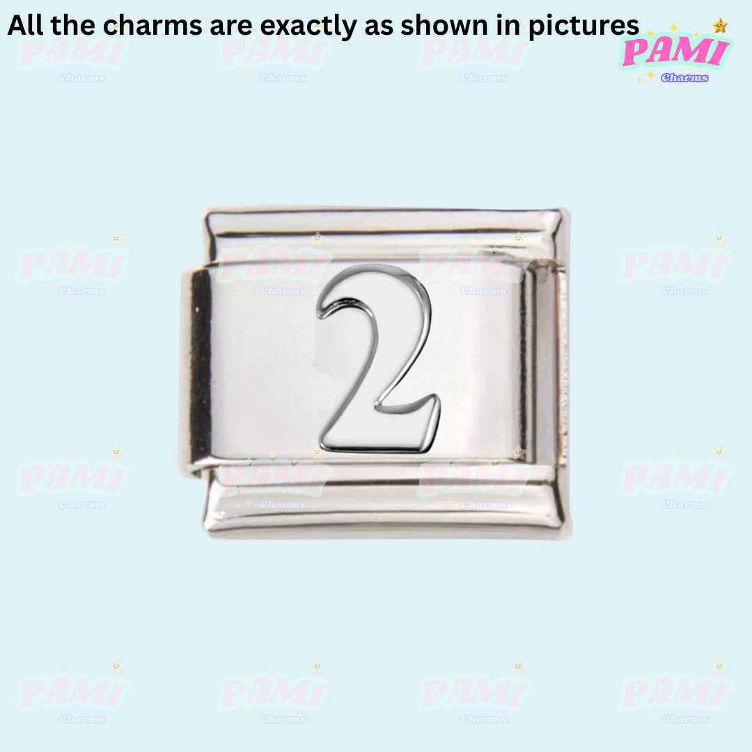 Pami Charms silver Italian charms number 2 link for customizable charm bracelet