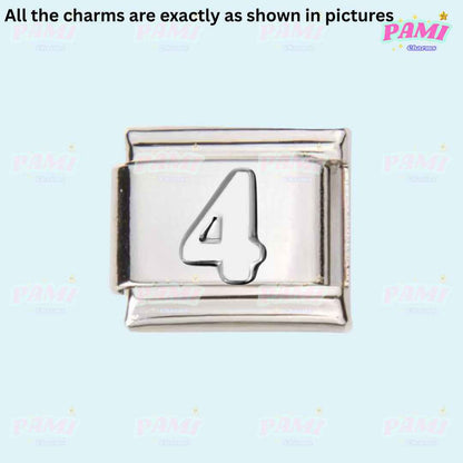 Pami Charms silver number 4 italian charms bracelet link charm