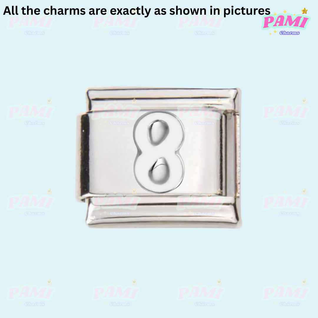 Pami Charms silver number 8 italian charms link for customizable bracelet