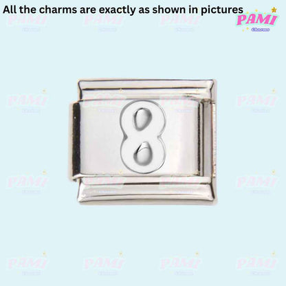 Pami Charms silver number 8 italian charms link for customizable bracelet
