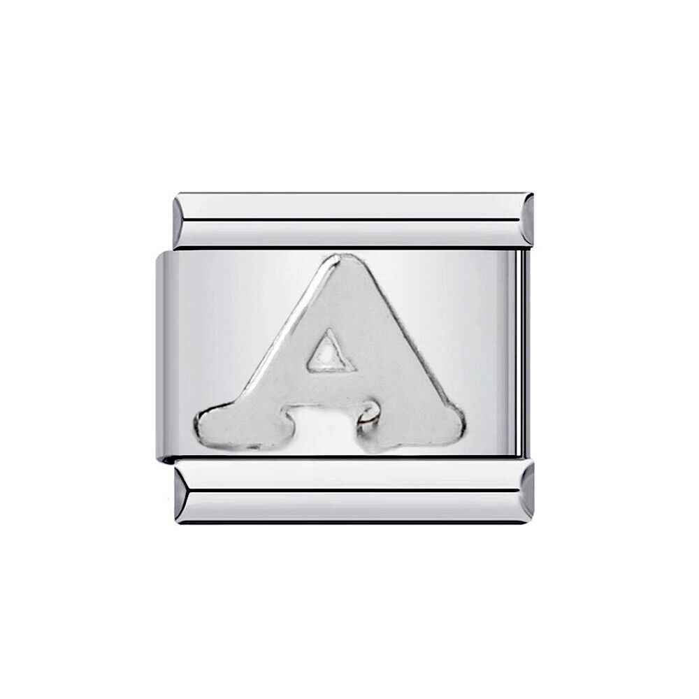 Silver letter A charm from alphabet italian charms collection by Pami Charms